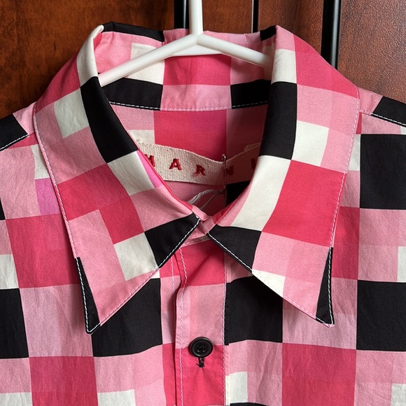 Marni Pieces Poplin Checked button down cotton long sleeve shirt / size 38 or 4 - Picture 4 of 16
